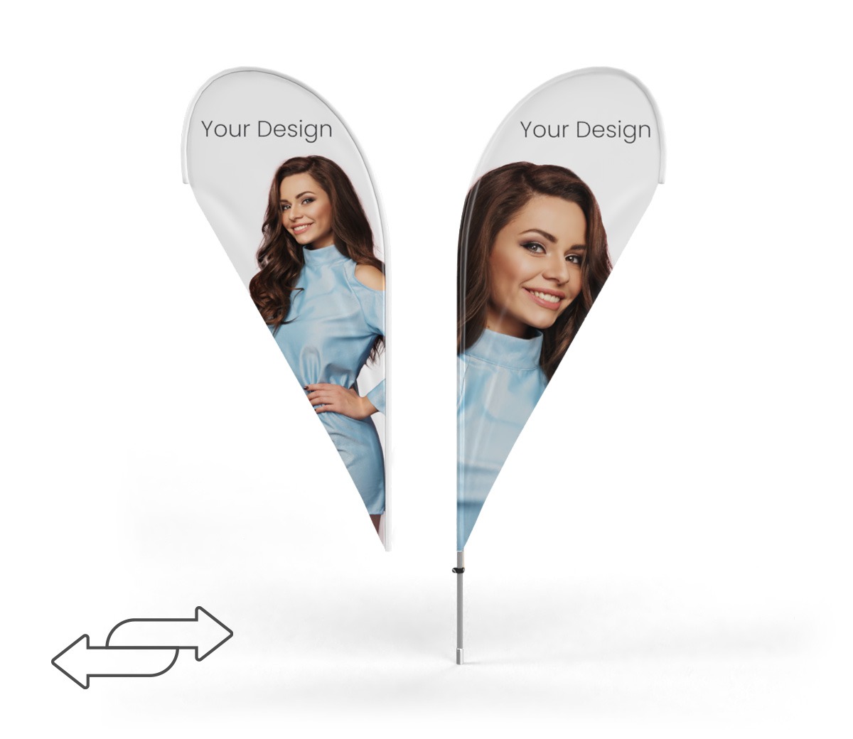 Drapeau publicitaire double face intérieur