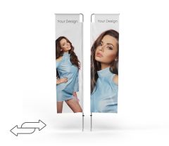 Beachflag Square bifacciali con stampa personalizzata e asta in alluminio