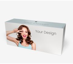 Table en carton XL avec impression publicitaire et plateau en plexiglas