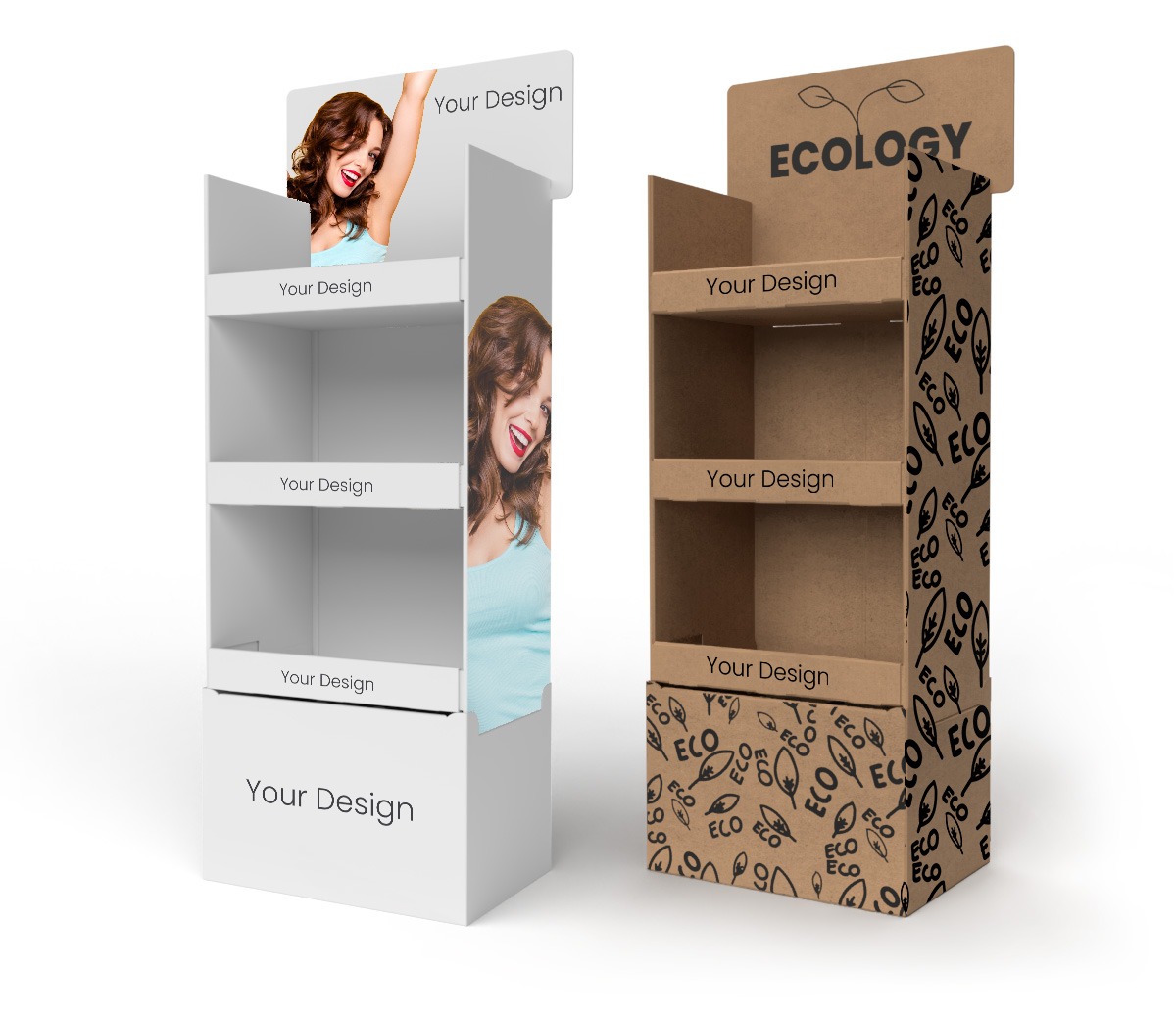 Présentoir carton à étagères personnalisab